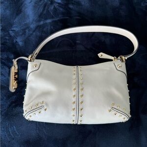Michael Kors Cream and Gold Studded Shoulder Bag Small